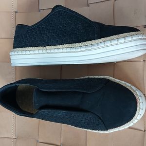 J/Slide black basketweave suede shoes with raffia trim soul